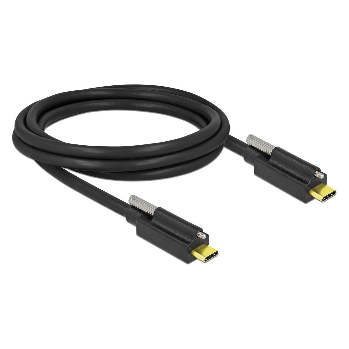 Delock Kabel SuperSpeed USB 10 Gbps (USB 3.2 Gen 2) USB Type-C Stecker > USB Type-C Stecker mit Schraube (2 m, USB 3.2 Gen 2) (84138)