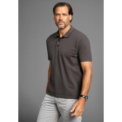Poloshirt MAN'S WORLD, Herren, Gr. 64 (3XL), grau (anthrazit), Piqué, Obermaterial: 100% Baumwolle, unifarben, Basic, regular fit, Rundhals, Flachstrickbündchen, Shirts, Kurzarm, lockere Passform, unifarben