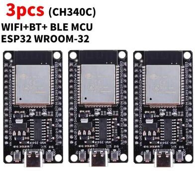Inspired Living ESP32 WROOM 32 Wireless Development Board With USB C & Dual Connectivity ch340c Type c 3pc
