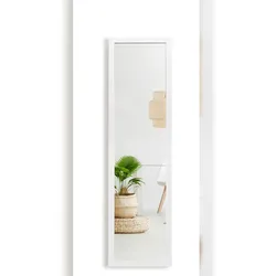 COSTWAY Ganzkörperspiegel 33x119cm, Aufhängehaken, Wand-/Türspiegel, weiß.