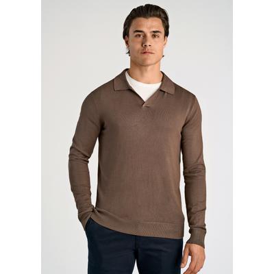 Strickpullover LINDBERGH "Strickpullover Slim Fit", Herren, Gr. L, beige (dk beige), Obermaterial: 80% Viskose, 20% Nylon, V-Ausschnitt, Pullover Strickpullover