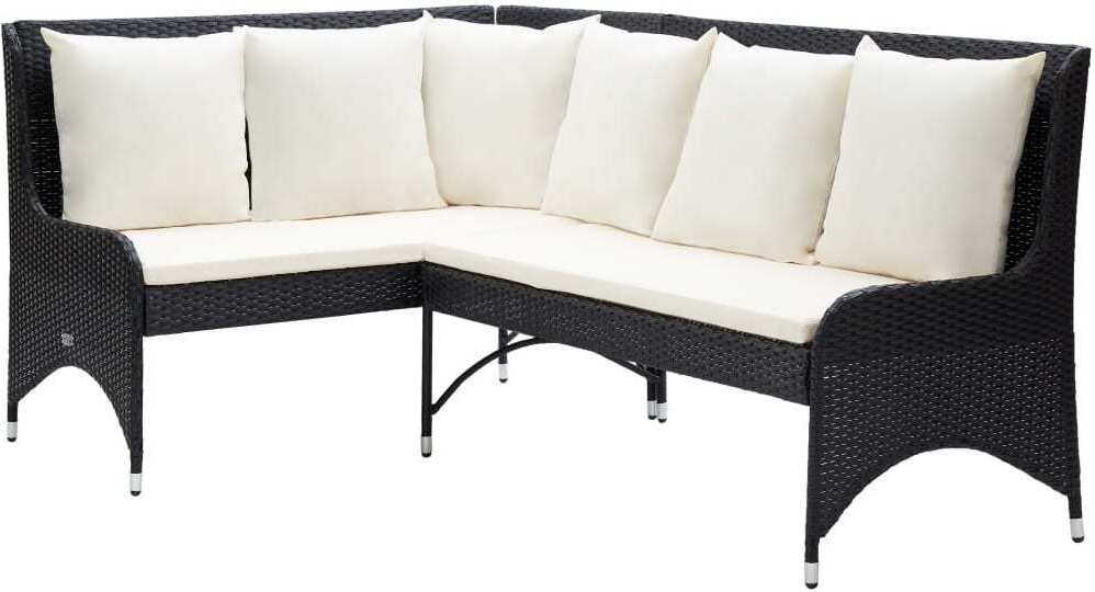 The Living Store Garten-Ecksofa 2-tlg. Poly Rattan Schwarz