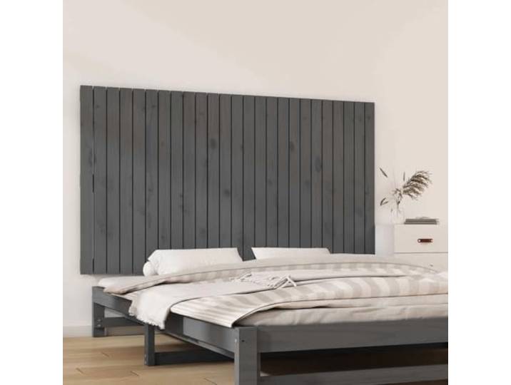 Holzbett Kopfteil aus massivem Kiefernholz, grau, 159,5x3x90 cm, für die Wandmontage, bietet hervorragende Rückenstütze beim Lesen oder Fernsehen.
