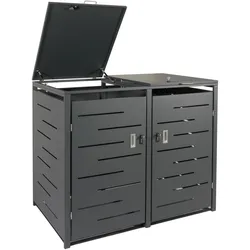 Proregal XL 2er-/4er-Mülltonnenverkleidung | HxBxT 116x141x98cm | erweiterbar| Anthrazit | Mülltonnenbox