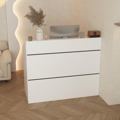 Timechee Modern Reception Desk -Sleek Office Counter with Privacy Panel Secretary Desks 47.2“