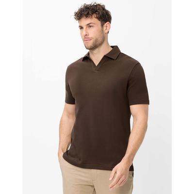 Poloshirt BRAX "Style PRINCETON", Herren, Gr. S (48), braun, 100% Baumwolle, Shirts, Struktur: Poloshirt aus reiner Baumwolle