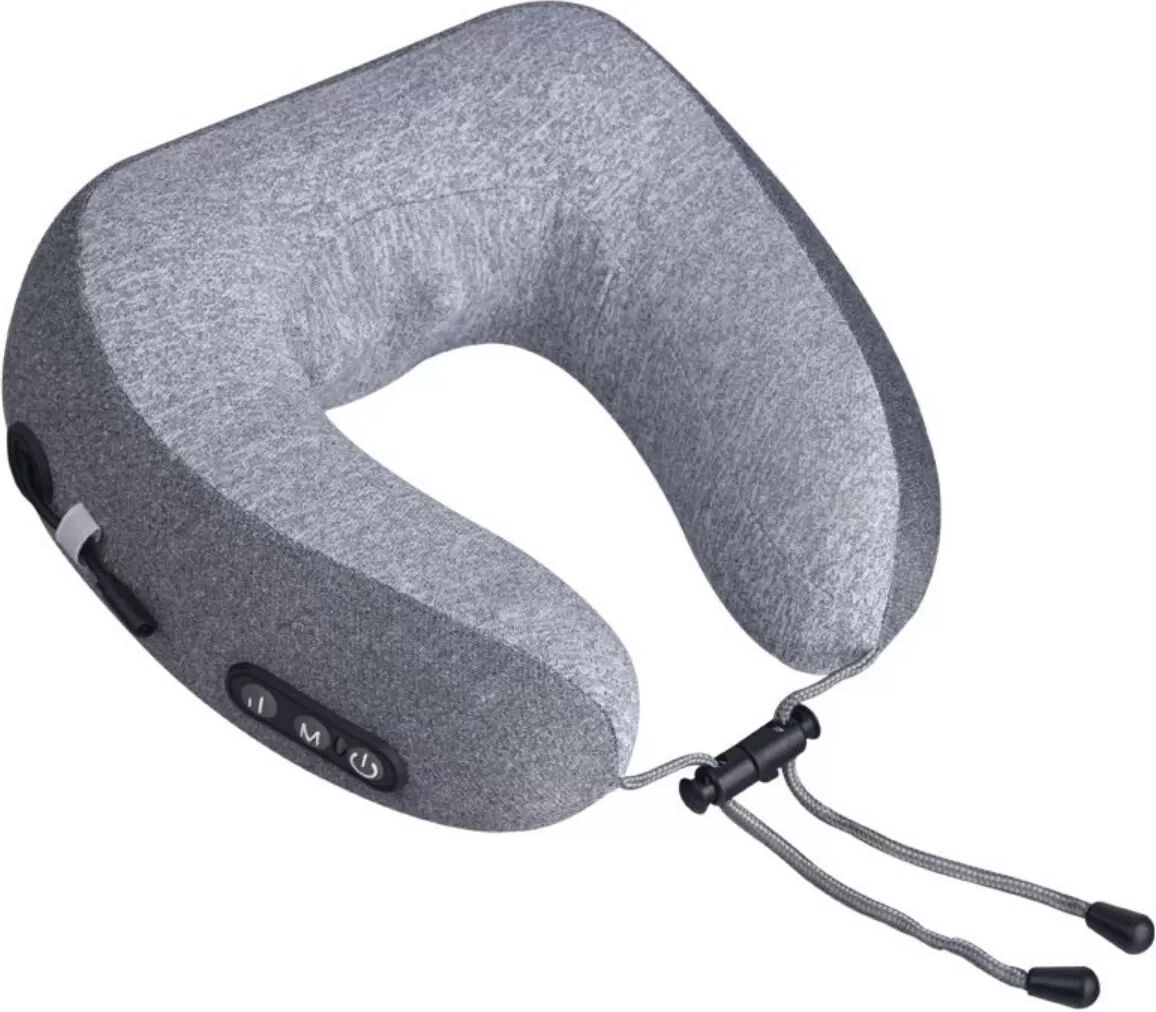 INF U-förmiges Nackenmassagekissen, aufladbar, 2 rotierende Massageköpfe, Spandex-Bezug, 3 Modi, geräuscharm, lange Akkulaufzeit Hellgrau
