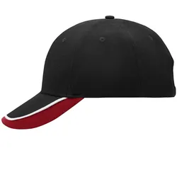 Basecap "MB049" 6-Panel-Halfpipe-Sandwich - black/white/red