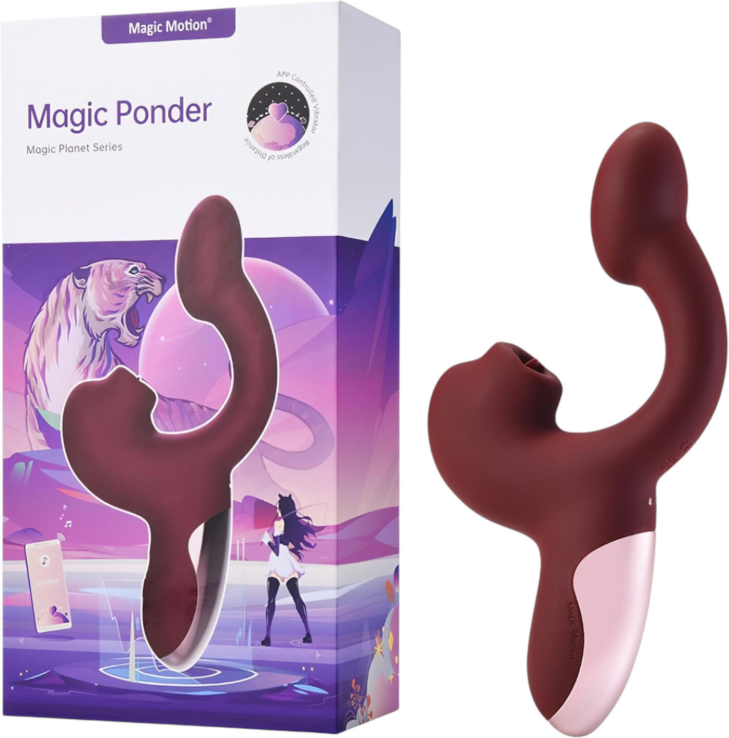Magic Motion Magic Ponder - 2in1 Clitoral Arm Vibrator (Burgundy)