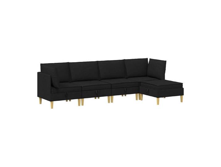 vidaXL Sitzgruppe Modular Sofa Set mit Stauraum 5 stk. Schwarz Stoff, (5-tlg)