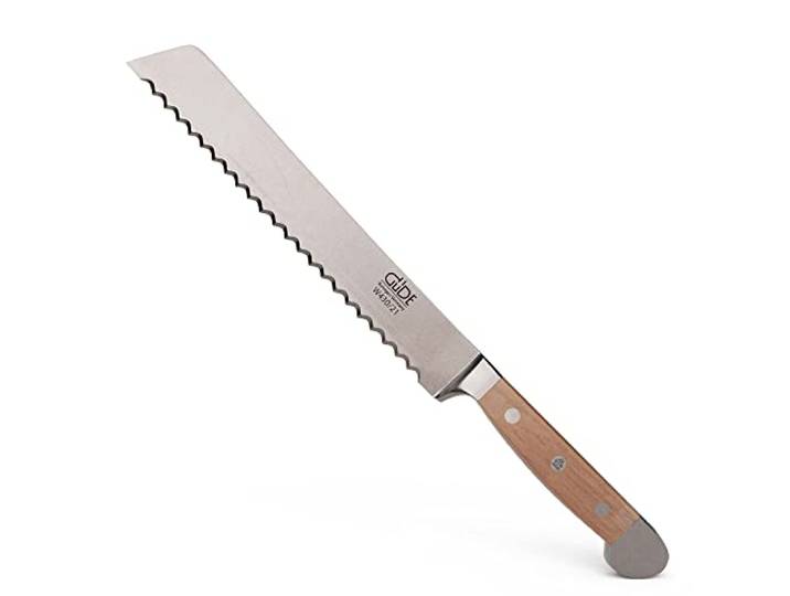 Güde Solingen - Brotmesser Links und Rechtshänder geschmiedet, 21 cm, Walnussholz, ALPHA WALNUSS, Doppelkropf, Handmade Germany, W430/21RL