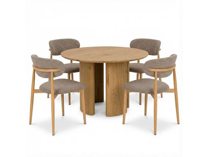 ESSGRUPPE ARVIKA ARIEL 5er Set beige, Eiche