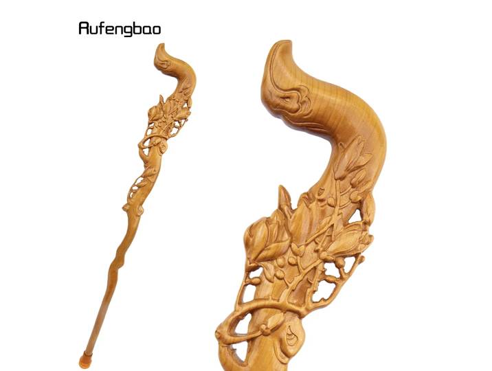 Bâton en bois à la mode, fleur jaune, canne Cospaly décorative, béquille d'halloween, baguette Crosier 95cm, canne de scène de Performance