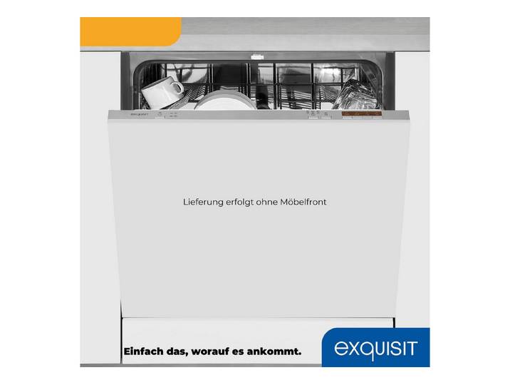 exquisit vollintegrierbarer Geschirrspüler EGSP6012-E-030E silber, 11 l, 12 Maßgedecke, Vollintegriert, 12 Maßgedecke – sparsam mit 4 Programmen & LED