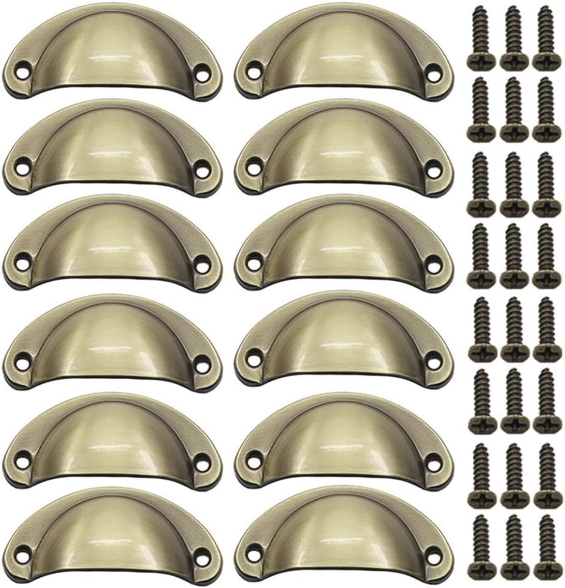 Vintage Halve Maan Trekgrepen - 12 Stuks Antiek Bronzen Handgrepen voor Meubels
