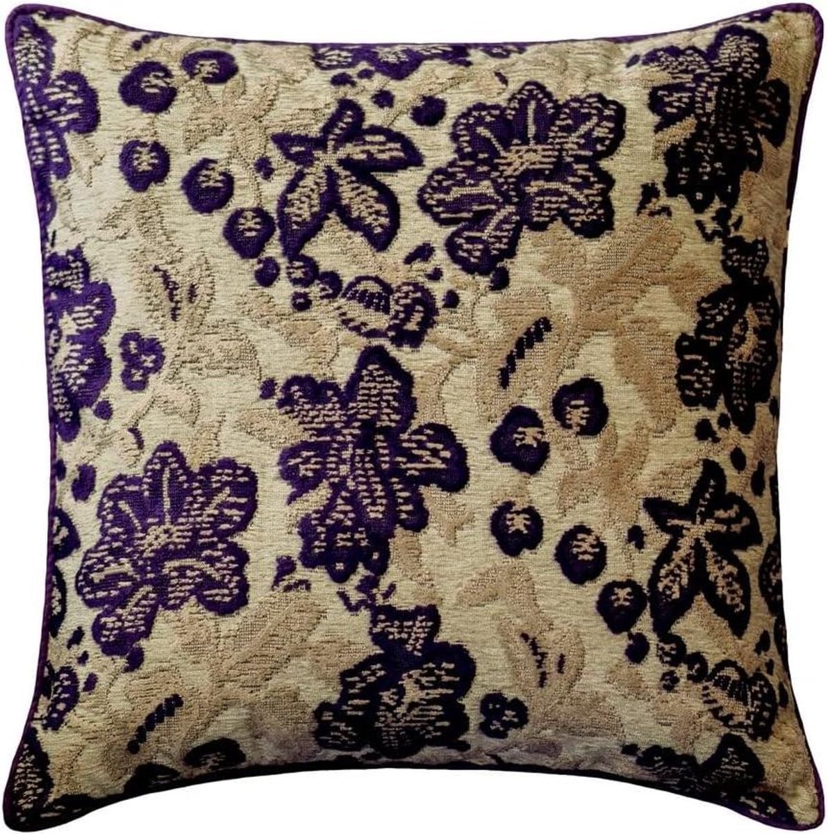 Handgemaakte fluwelen sierkussenhoes in purper, 30 x 30 cm