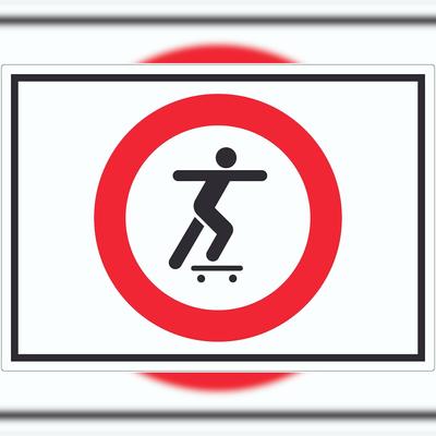 HB-Druck Skateboard fahren verboten Symbol Aufkleber A4 (210x297mm)