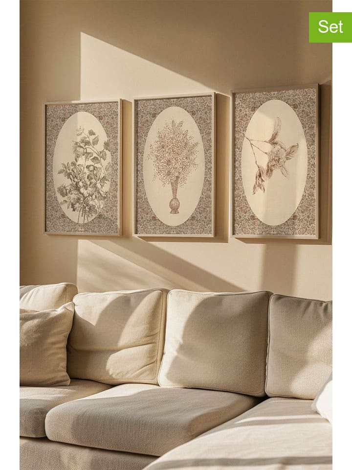 ABERTO DESIGN 3er-Set: Gerahmte Kunstdrucke - (B)50 x (H)70 cm - onesize