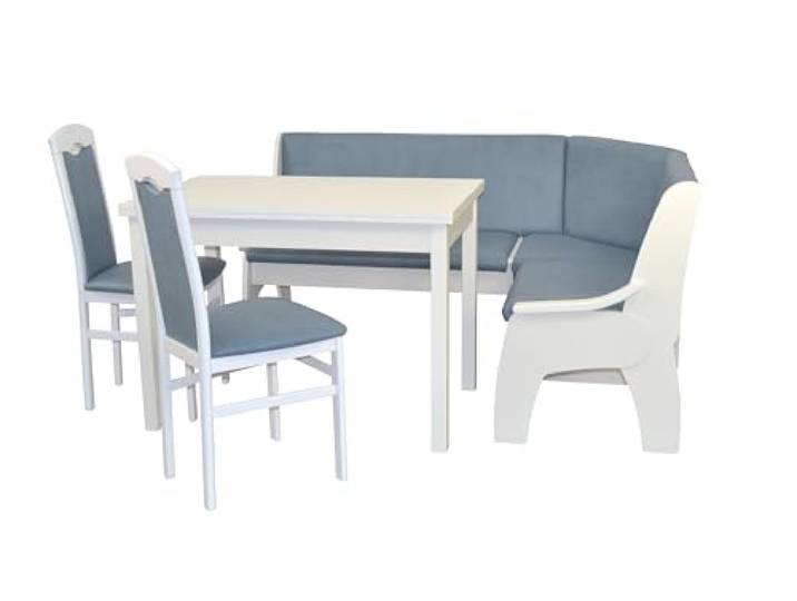 moebel direkt online 4tlg. Eckbankgruppe 125x165 cm Schenkelmaß weiß/blau