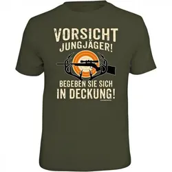 "Vorsicht Jungjäger!" T-Shirt Herren (Oliv), L