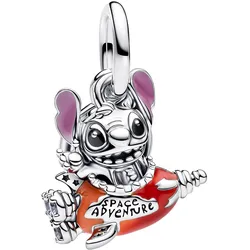 Pandora 793742C01 Silber Charm-Anhänger Disney Stitch auf Rakete