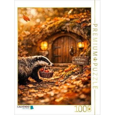 CALVENDO Puzzle Mit vollen Händen heimwärts - Der kleine Dachs auf dem Heimweg | 1000 Teile Lege-Größe 64x48cm Foto-Puzzle für glückliche Stunden