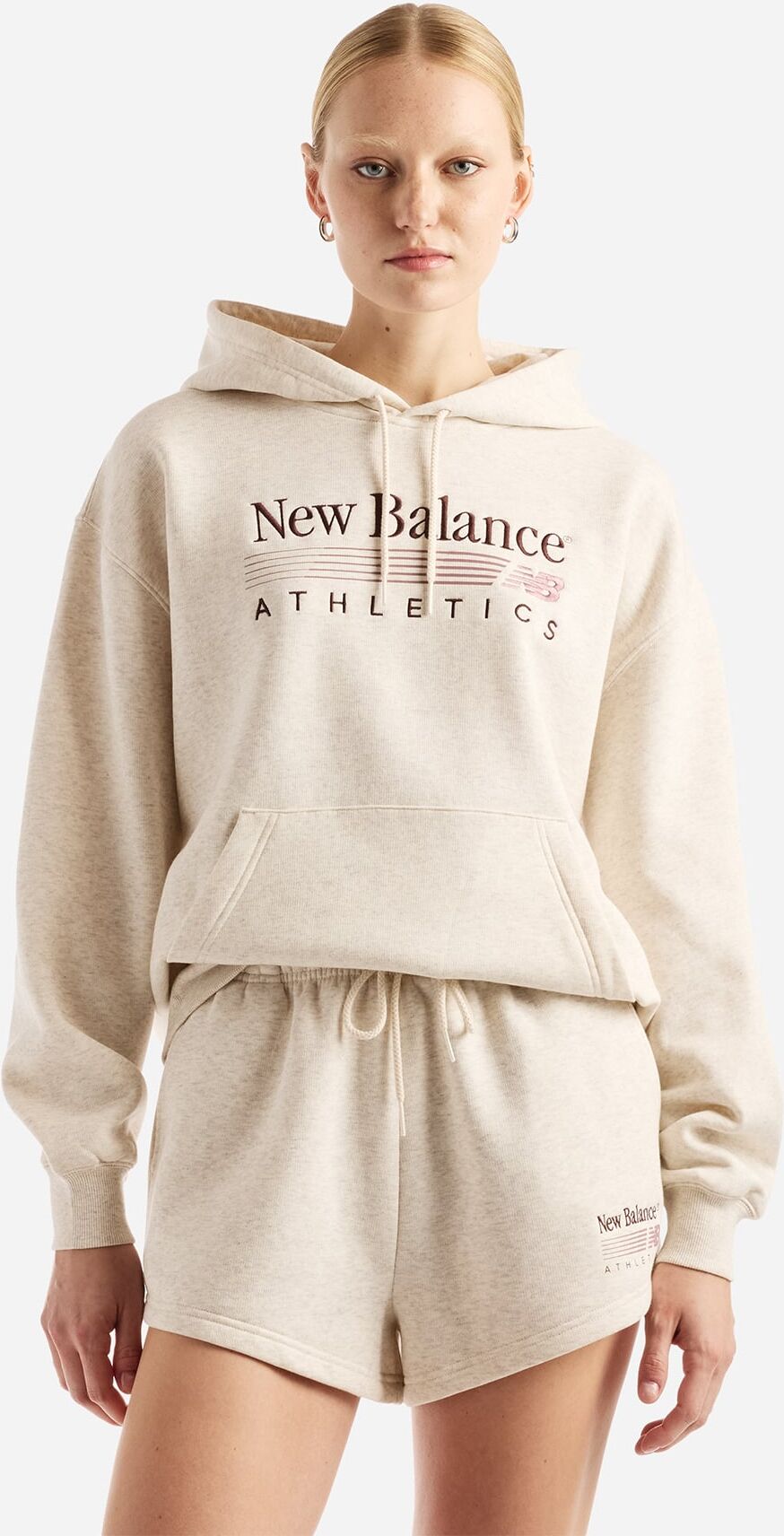 New Balance Trackside Big Logo W - Felpa - Donna - Beige XS