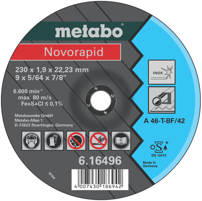 Novorapid 230x1,9x22,23 Inox ; Metabo (616496000)