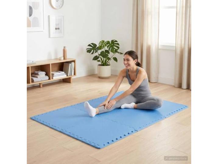KGCRYUWED Schutzmatten Set, 40 Puzzle-Matten, Eva-Schaum, Bodenbelag, Blau 14.4 m Abdeckung, Schock- & Geräuschdämmung, Für Home Gym & Fitnessraum