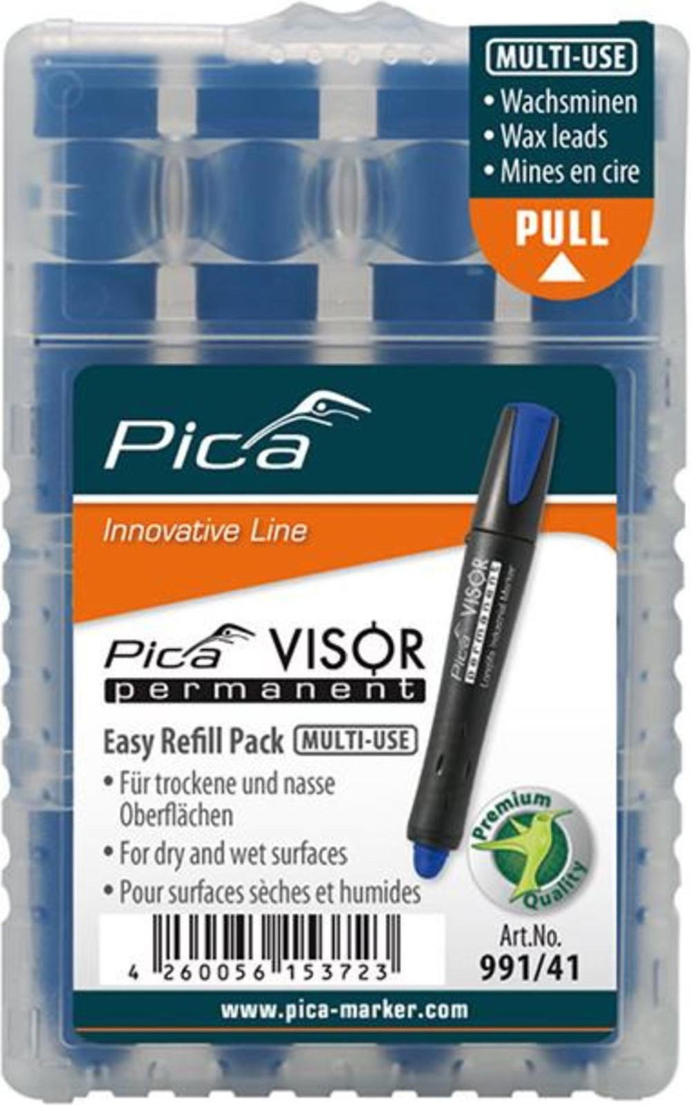Pica VISOR permanente vervangingssets voor markeermijnen, blauw