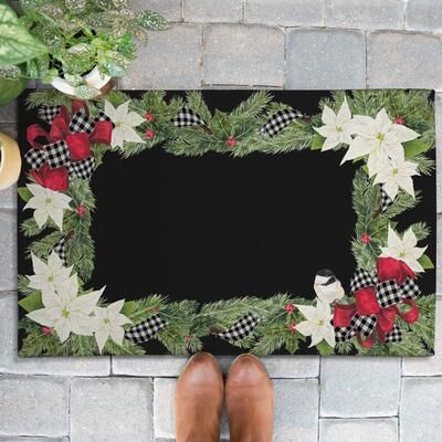 Laural Home Christmas Themed Chenille Outdoor Rug