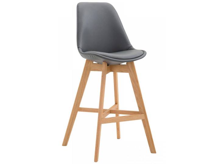 CLP Barhocker Lederlook Grau, Holz, 48x112x56 cm, Esszimmer, Barmöbel, Barhocker