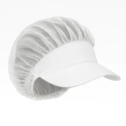 FRANZ MENSCH 10x Netzhaube mit Schirm aus Polyester waschbar Weiss Ø40 cm Schirmhaube Schirmmütze Kochhut Kochmütze