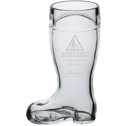 Bierstiefel 1,0 l mit Gravur - Freilaufender Rentner