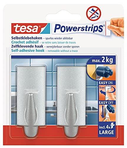 tesa Powerstrips Haken Large TREND Chroom - Draagvermogen 2 kg