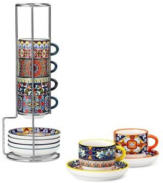 vancasso SIMI 6-Piece Porcelain Espresso Cup Set with Metal Stand