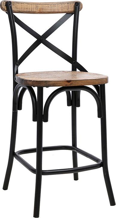 Miliboo Barhocker Industrie-Look aus Holz und Metall Schwarz 65 cm JAKE