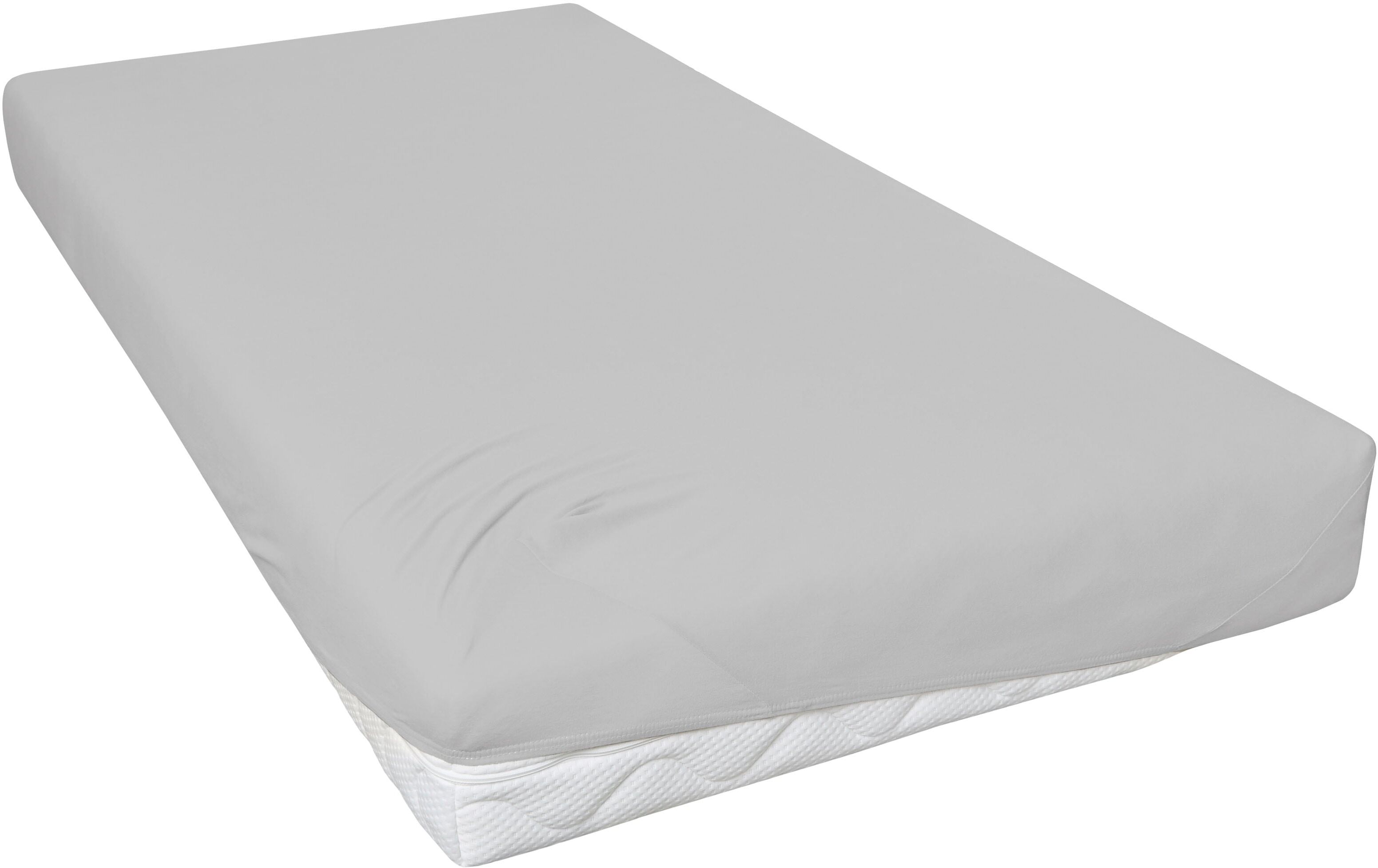 Spannbettlaken PRIMERA "Luxus-Satin", silber, B:100cm L:200cm, Satin, Obermaterial: 100% Baumwolle, Bettlaken, Spannbettlaken, in hochwertiger Qualität