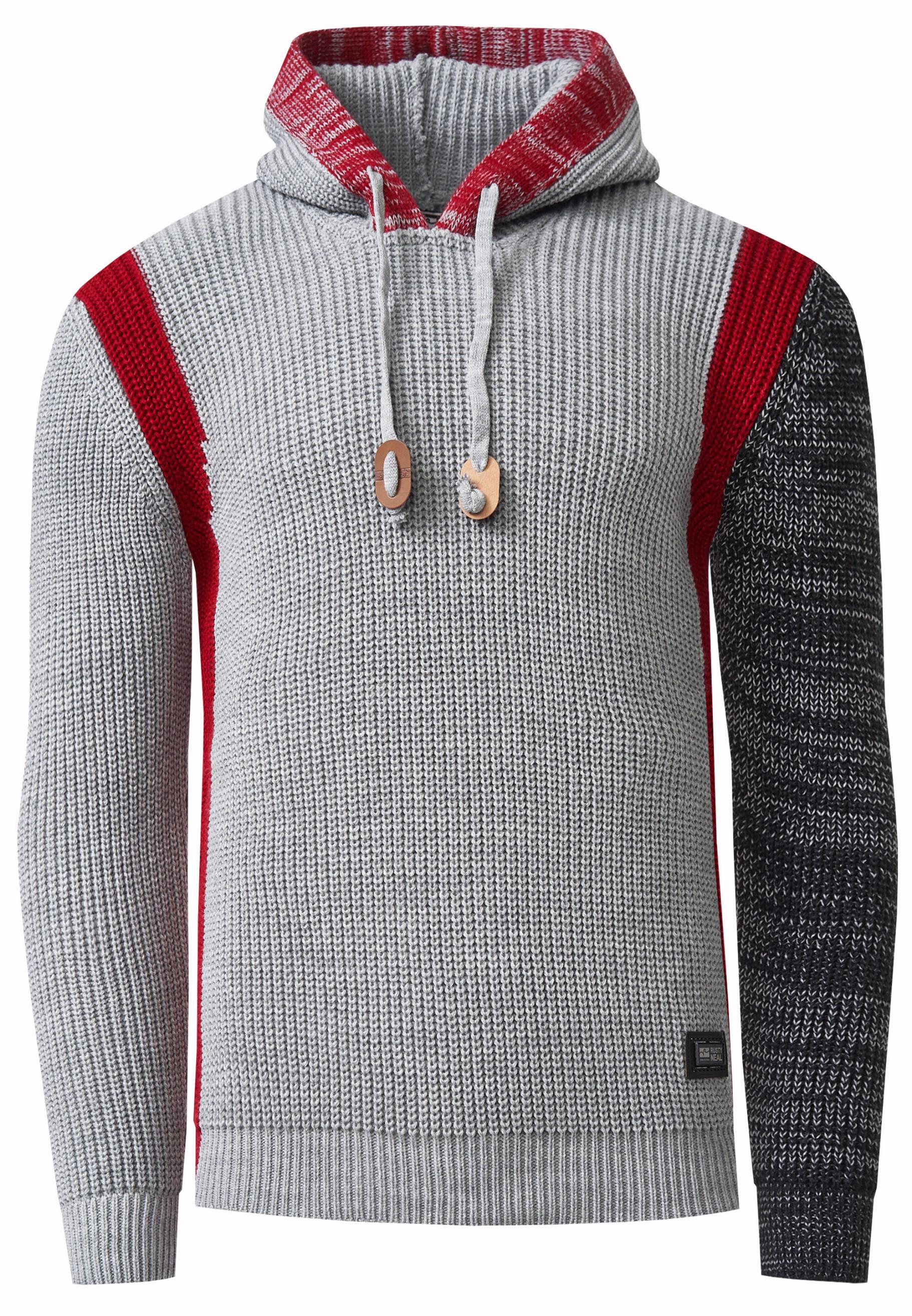 Kontrast Grobstrick Kapuzenpullover