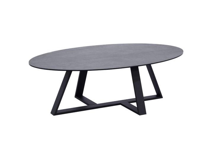 Novel Couchtisch, Grau, Schwarz, Metall, Glas, Keramik, oval, eckig, Flachrohr, 70x38x120 cm, einfacher Aufbau, Wohnzimmer, Wohnzimmertische, Couchtische, Couchtische Glas