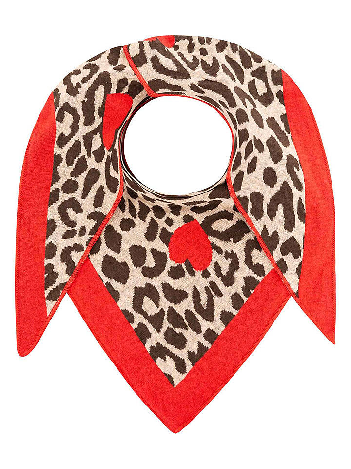 Zwillingsherz Dreieckstuch "Liebes Leo" in Beige/ Rot - (L)200 x (B)130 cm - onesize