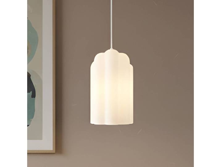 Glas Hängeleuchte Lunja Lucande, weiß / opal, für Wohn- / Esszimmer, Glas, Modern