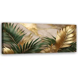 WANDBILD palmblätter auf goldenem marmorhintergrund
