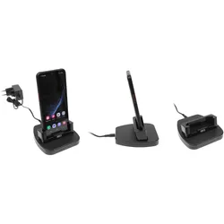 Brodit 216370 Tisch-Ladestation 1-Fach Handy Ladegerät Samsung Galaxy Xcover 6 Pro Schwarz, Smartphone Halterung, Schwarz