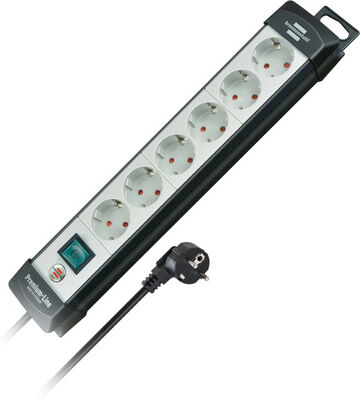 Brennenstuhl Premium Line 6-Way 3m GR noir