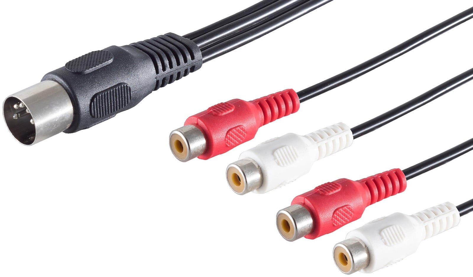 1aTTack.de Audio-adapter 5-pol DIN-stekker naar 4 Cinch-aansluitingen, 3x 0,2 meter
