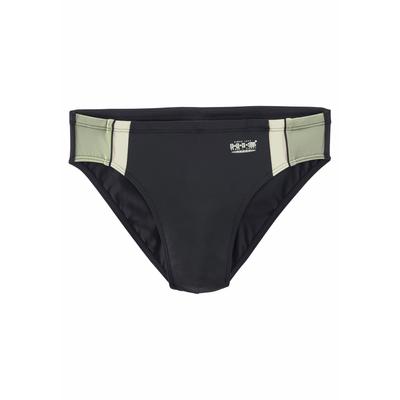 Badeslip H.I.S, Herren, Gr. 7, N-Gr, schwarz (schwarz, oliv), Polyamid, Badehosen, mit Kontrasteinsätzen