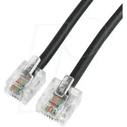 MK 6P4C SW 3M - Stecker 6p4c auf Stecker 8p4c, 3 m, schwarz