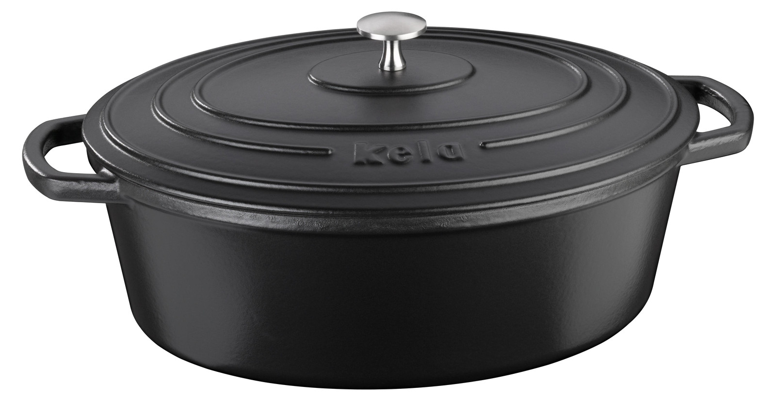 Kela KL-12473 Calido gietijzeren pan met deksel, zwart, B: 33 cm, D: 26 cm