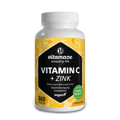 Vitamin C 1000 mg hochdosiert+Zink vegan Tabletten 360 St